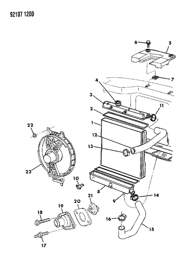 1992 Dodge Caravan Radiator & Related Parts Diagram 1 - Thumbnail