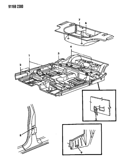 1991 Chrysler LeBaron Sedan Plugs Floor Pan And Pillar Diagram