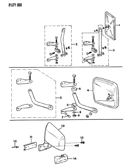 1985 Jeep Wrangler Mirror - Exterior Diagram 1 - Thumbnail