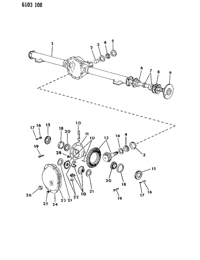 1986 Dodge Diplomat Axle, Rear, With Differential And Carrier Diagram 1 - Thumbnail