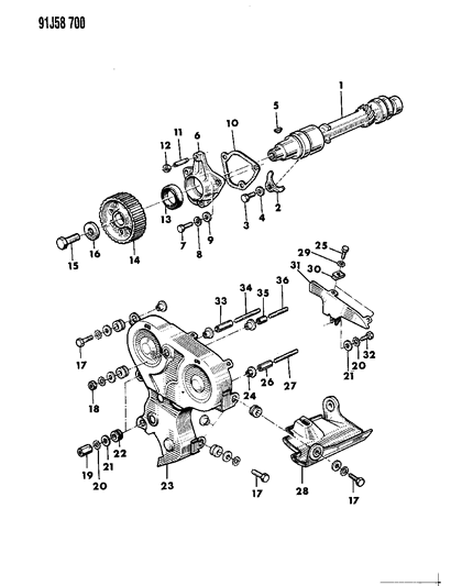 1993 Jeep Cherokee Timing Cover & Intermediate Shaft Diagram 2 - Thumbnail