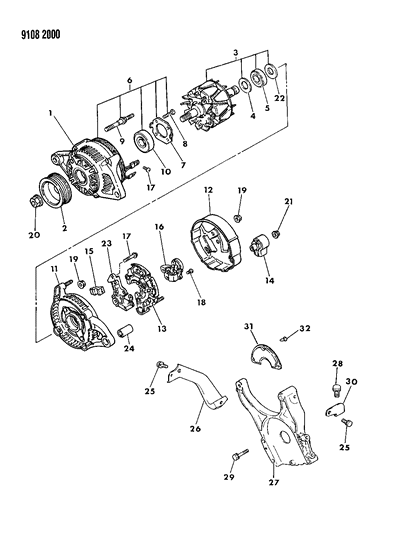 1989 Dodge Grand Caravan Mount Bracket Diagram for MD108427