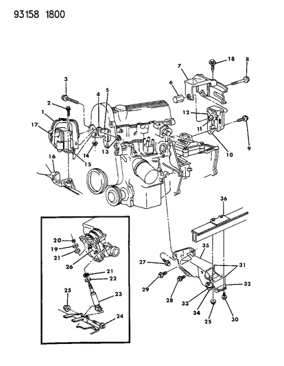 1993 Dodge Shadow Engine Mounting Diagram 1 - Thumbnail