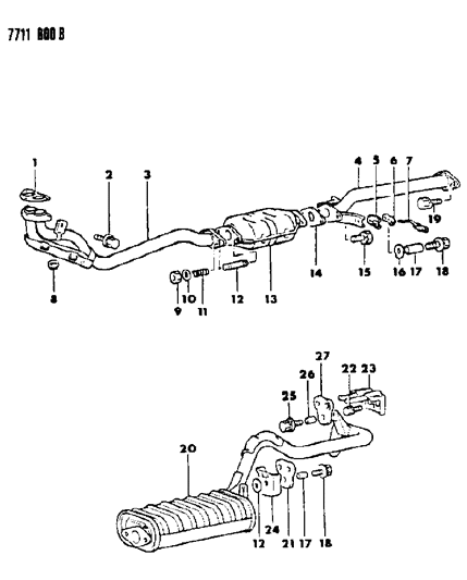 1988 Dodge Ram 50 Protector, Muffler Hanger Diagram for MB431942