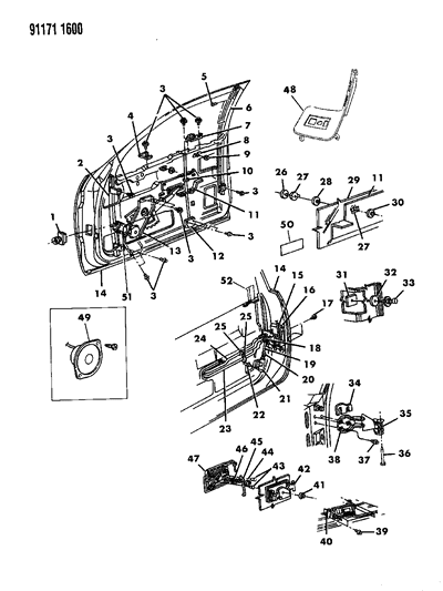 1991 Chrysler LeBaron Glass, W/Guide, Right Diagram for 4615831