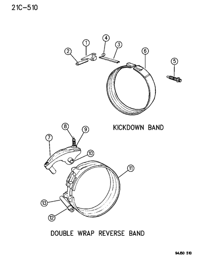 1994 Jeep Grand Cherokee Bands , Reverse & Kickdown With Linkage Diagram 1 - Thumbnail