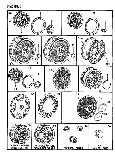 1989 Dodge Grand Caravan Center Cap Diagram for 4284889