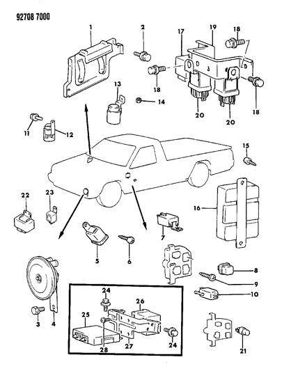 1992 Dodge Ram 50 Relay, Electric Control, V Engine Diagram for MB906017