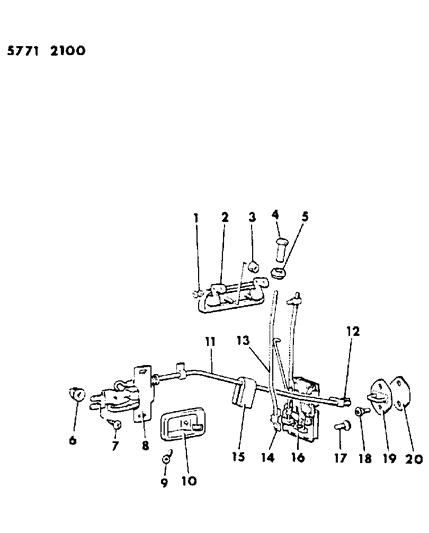 1986 Dodge Ram 50 Door, Front Handles, Locks And Controls Diagram