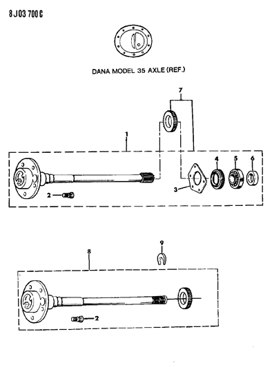1990 Jeep Comanche Shaft - Rear Axle Diagram 1 - Thumbnail