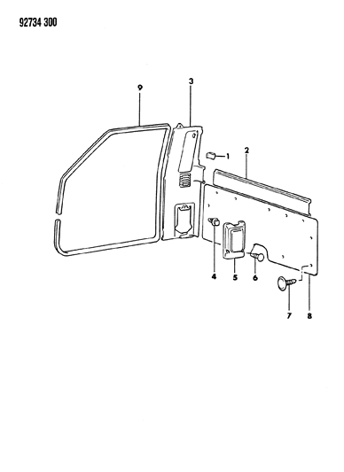 1993 Dodge Ram 50 B-Pillar & Back Panel Trim Diagram 1 - Thumbnail
