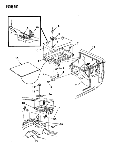 1990 Chrysler New Yorker Base Model Battery Tray Diagram