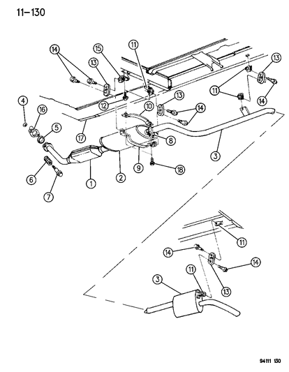 1994 Dodge Grand Caravan Exhaust System Diagram 1 - Thumbnail