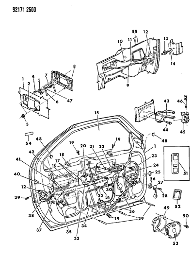 1992 Dodge Daytona Handle, Exterior Diagram for GS13LW7