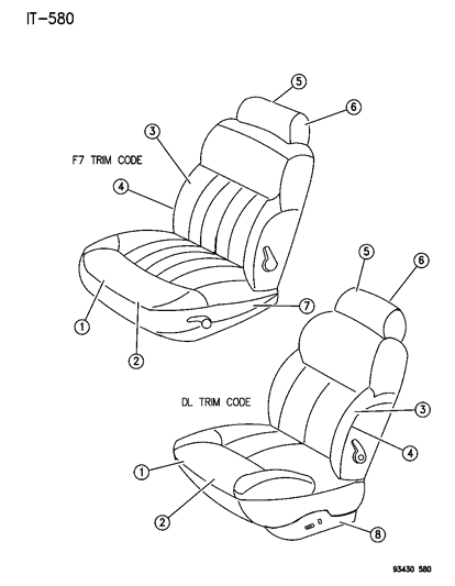 1995 Chrysler LHS Cover Front Seat Cushion Diagram for QB41SFF