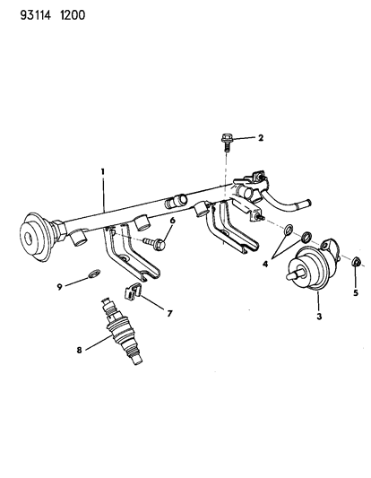 1993 Dodge Daytona Fuel Rail & Related Parts Diagram 1 - Thumbnail