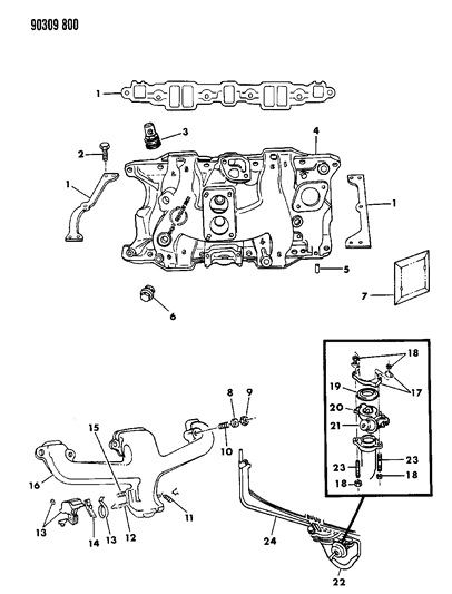 1991 Dodge W350 Nut, Exhaust Manifold End Stud Diagram for 115729
