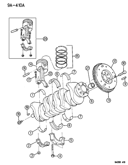 1995 Dodge Dakota Crankshaft , Piston & Flywheel & Torque Converter Diagram 1 - Thumbnail