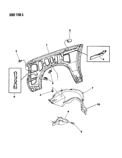 1989 Dodge Dakota Fender Front Diagram