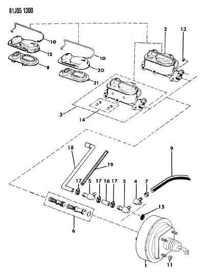 1986 Jeep Comanche Booster & Master Cylinder Diagram 1 - Thumbnail