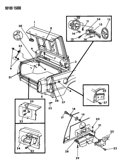 1990 Chrysler Imperial Deck Lid & Fuel Filler Door Diagram