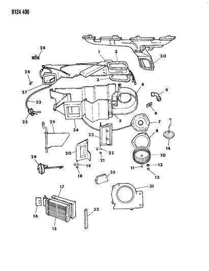 1989 Chrysler LeBaron GTC Heater Unit Diagram