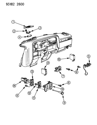 1993 Chrysler New Yorker Salon Instrument Panel Switches, Controls & Speakers Diagram