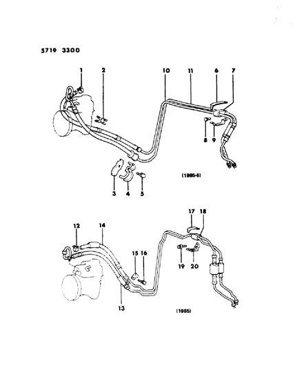 1986 Dodge Ram 50 Hose & Attaching Parts - Power Steering Diagram 1 - Thumbnail