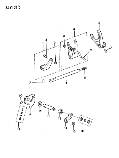 1989 Jeep Wrangler Forks, Rails, Miscellaneous Parts Diagram 1 - Thumbnail