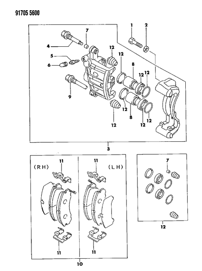 1991 Dodge Stealth Front Brakes Diagram 1 - Thumbnail