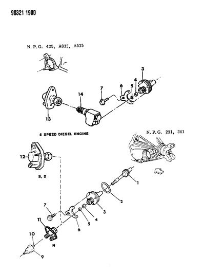 1990 Dodge W150 Sensor Package, Distance, 5/8" Male, 7/8" Female Connectors Diagram for 56027015