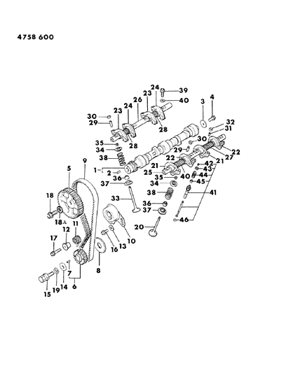 1984 Dodge Colt Valve Lifters Diagram for MD000961