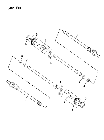 1990 Jeep Comanche Shafts - Front Axle Diagram 2 - Thumbnail
