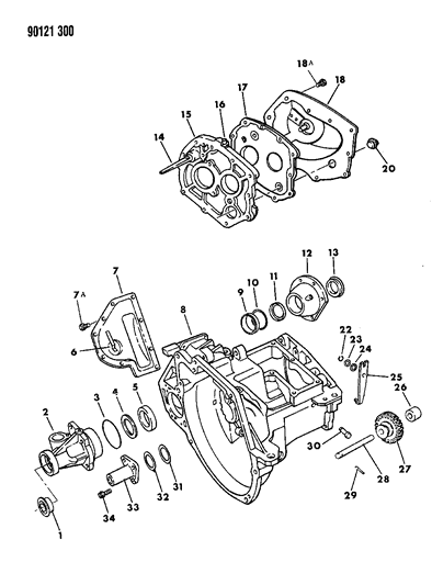 1990 Chrysler LeBaron GTC Case, Transaxle & Related Parts Diagram