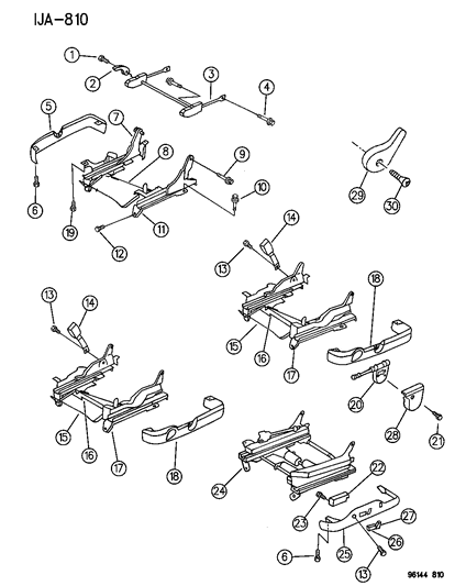 1996 Dodge Stratus Recline Handle, Passenger Side Diagram for 4761004