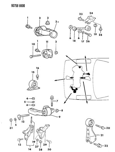 1990 Dodge Colt Engine Mounting Diagram 2 - Thumbnail