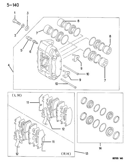 1996 Dodge Stealth Brake, Front Diagram 1 - Thumbnail