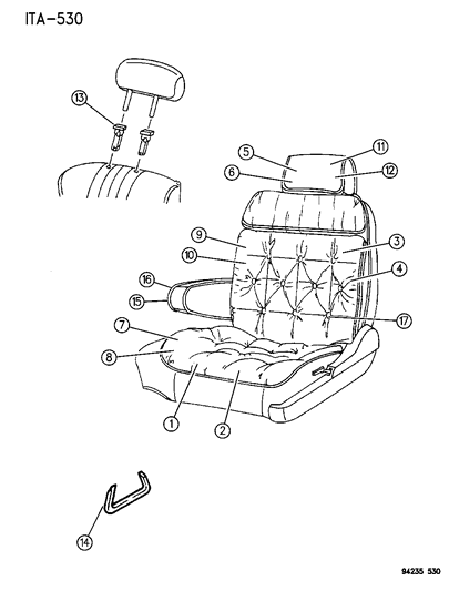 1994 Chrysler LeBaron Sedan Front Seat Diagram 3 - Thumbnail