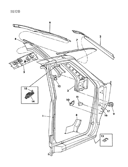1985 Dodge Caravan Body Front Pillar Diagram