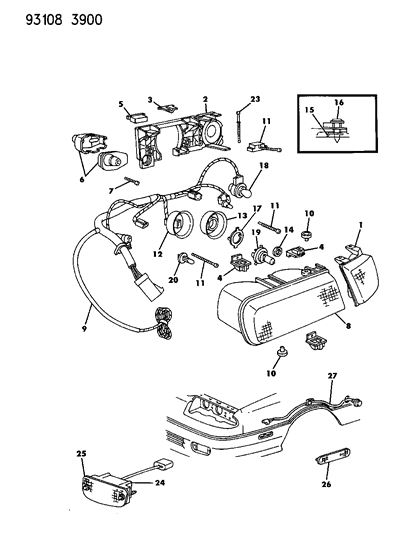 1993 Dodge Daytona Lamp, Front Fender Side Repeater, Europe Diagram for 4576158