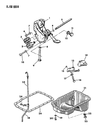 1989 Jeep Comanche Engine Oiling Diagram 1 - Thumbnail