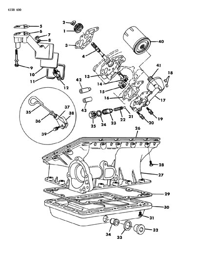 1984 Dodge Rampage Oil Pump, Oil Pan, Oil Level Indicator, Oil Filter Diagram