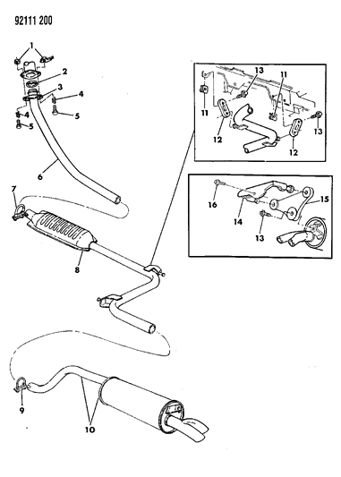 1992 Dodge Shadow Muffler & Pipe Mount Bracket Diagram for 4427676