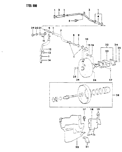 1987 Chrysler Conquest Booster, Power Brake Diagram 1 - Thumbnail