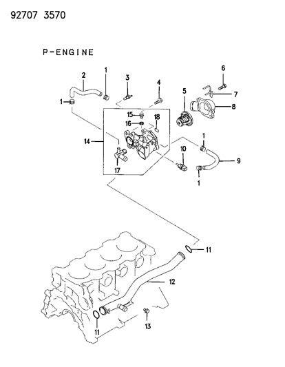 1994 Dodge Colt Water Hose & Pipe Diagram 2 - Thumbnail