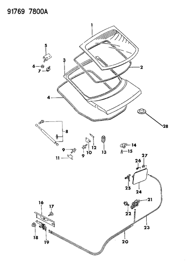 1991 Dodge Stealth Fuel Door Clip Diagram for MB642442