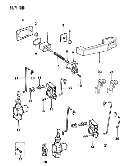 1984 Jeep Cherokee Doors Handles & Actuators Diagram
