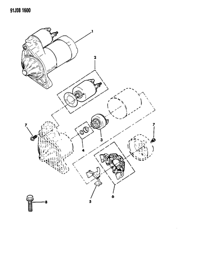 1993 Jeep Wrangler Starter & Mounting Diagram 2 - Thumbnail