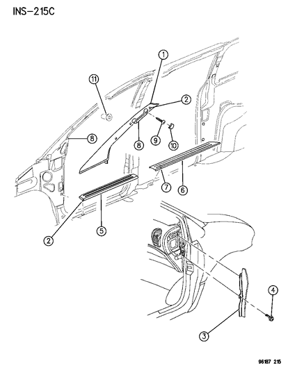 1996 Dodge Grand Caravan Handle Diagram for LH22SJK