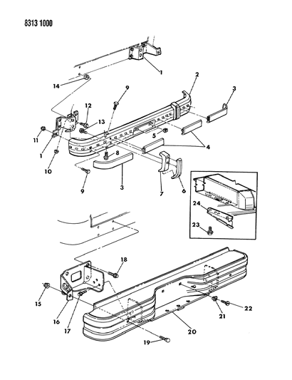 1988 Dodge Ram Wagon Bumper, Rear Diagram 2 - Thumbnail
